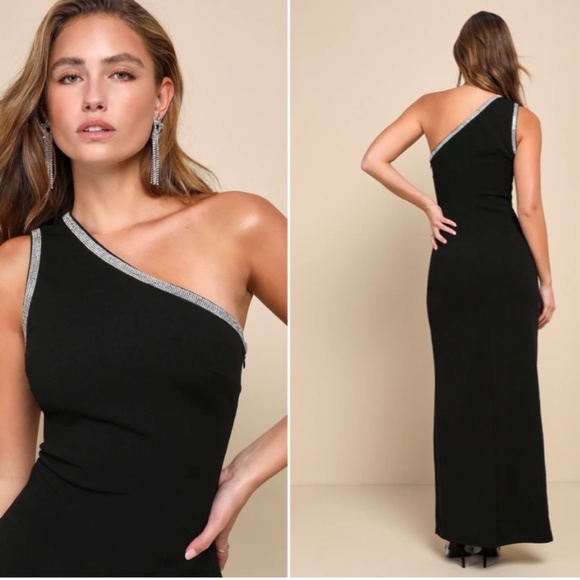 LULU's Sexy Rhinestone Prom Wedding Modern Chic HOlidays Mermaid Maxi Dress - Picture 5 of 5